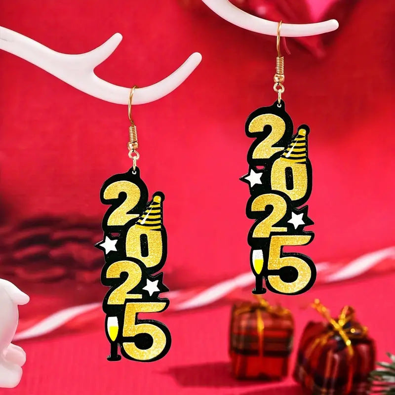 2025 New Year Digital Earrings Fashion Acrylic Earrings