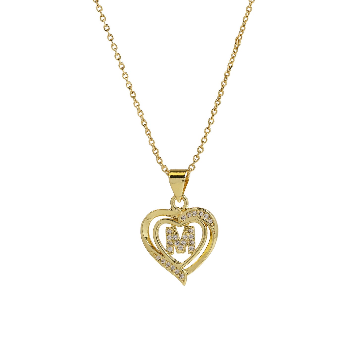 18K Brass Peach Heart 26 English Letters Necklace