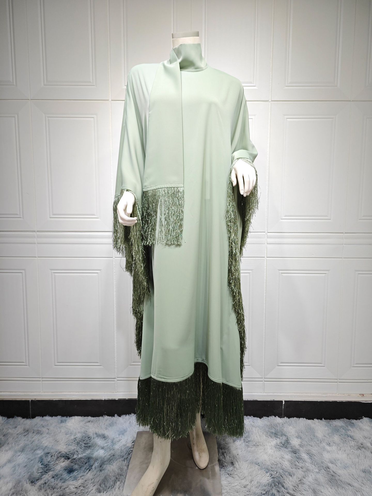 Muslim Women Batwing Sleeve Tassel Kaftan High Fashion Dress