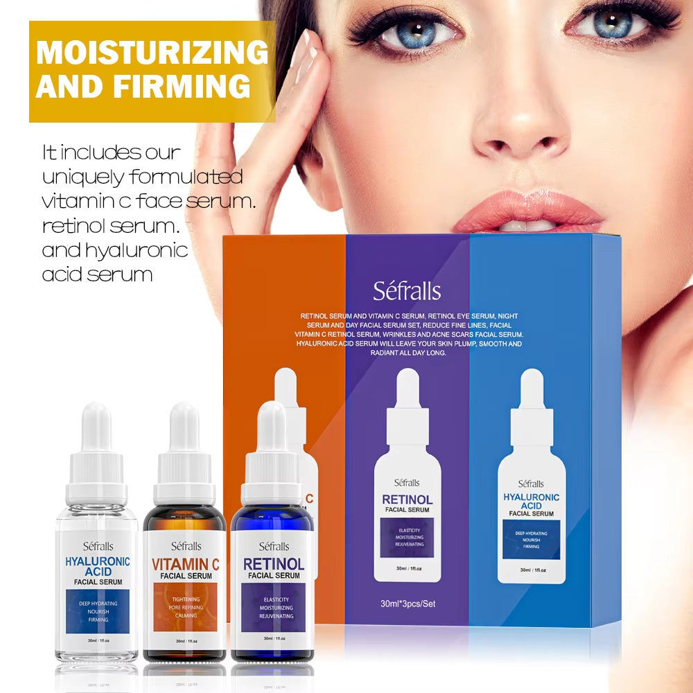 Sefralls Facial Serum Set Wholesale Hyaluronic Acid Retinol Vitamin C Moisturizing Nourishing Skin Care Face Serums