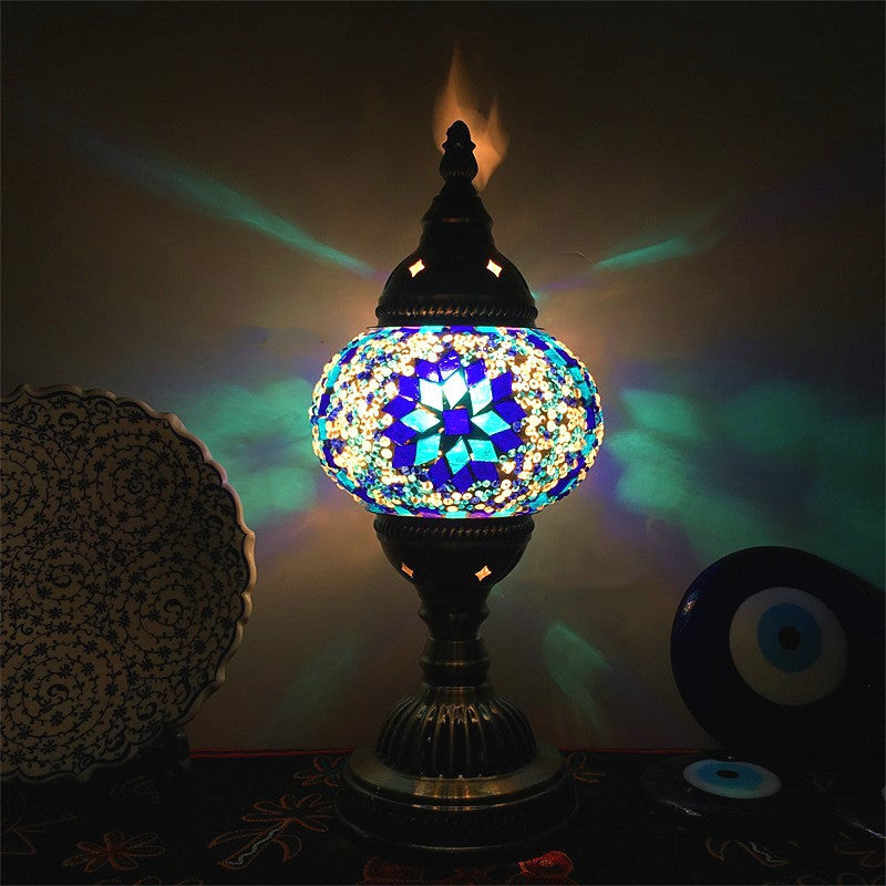 New Style Turkish Mosaic Table Lamp Vintage Art Deco Handcrafted Glass Romantic Bed Light